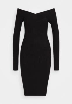 V Ausschnitt Ripp Mini Bodycon Strickkleid - Etui-Jurk - Black -Even&Odd 0b9ff5f876dd4346a34733b40eb78e4a