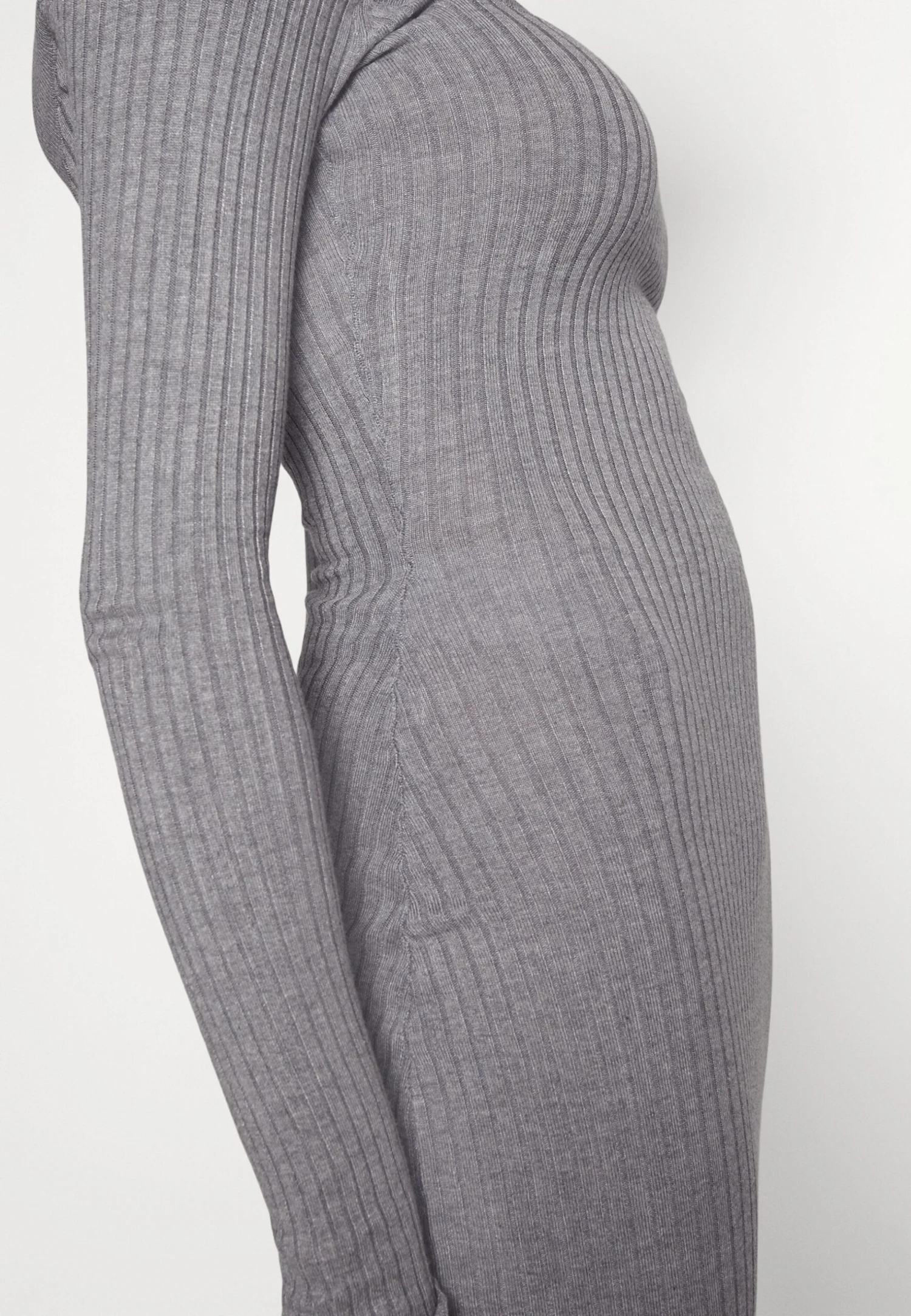 Even&Odd V Ausschnitt Ripp Mini Strickkleid - Etui-Jurk -Mottled Grey 7 Even&Odd V Ausschnitt Ripp Mini Strickkleid - Etui-Jurk -Mottled Grey - Afbeelding 6