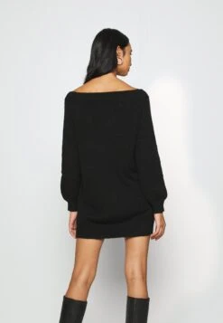 Even&Odd Schulterfrei Mini Strickkleid - Gebreide Jurk - Black -Even&Odd 39fdbef1f9894bc9b4fba3f15fd1beeb