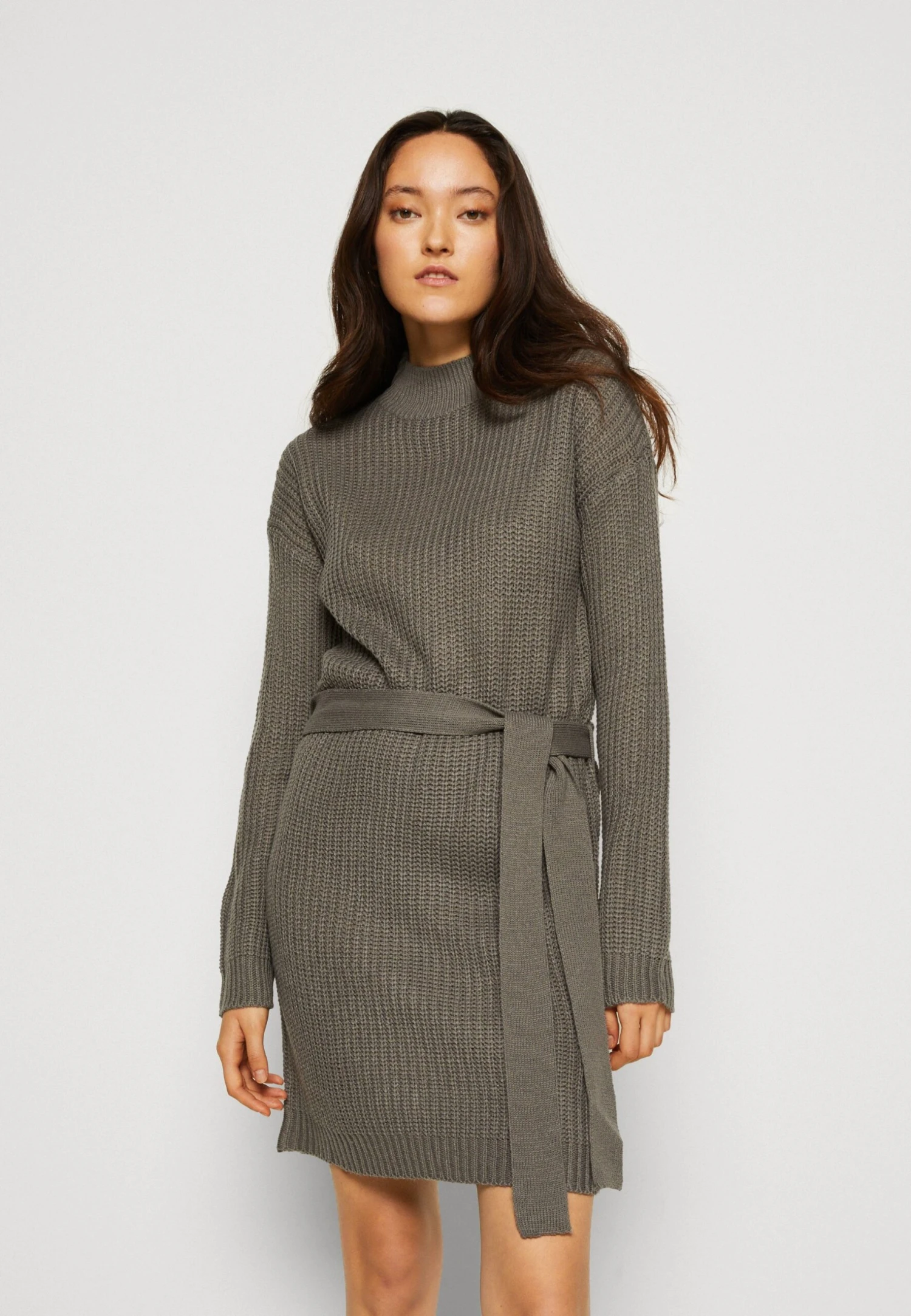 Even&Odd Loose High Neck Dress- Gebreide Jurk - Dark Grey 3 Even&Odd Loose High Neck Dress- Gebreide Jurk - Dark Grey