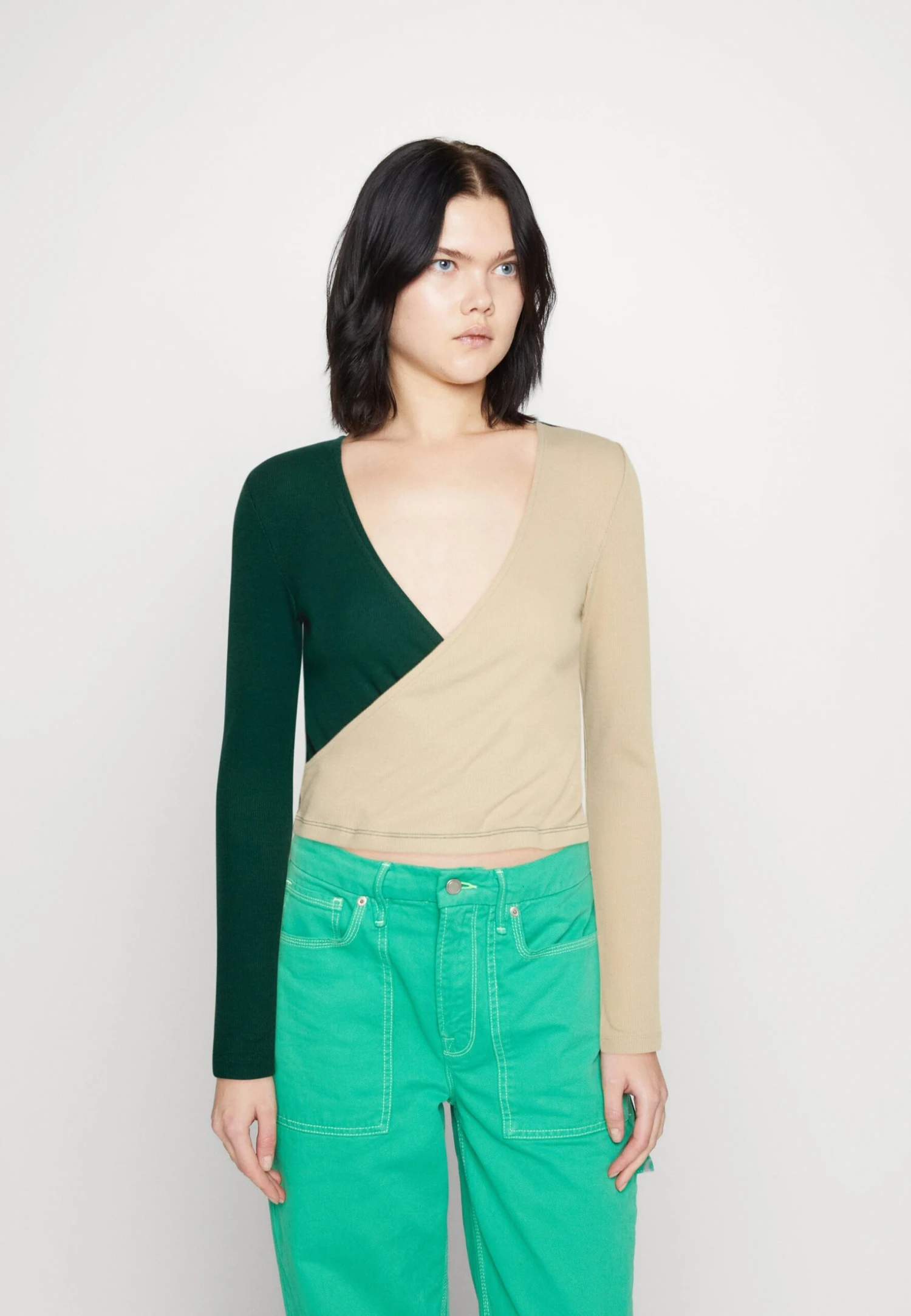 Even&Odd Longsleeve - Beige/Dark Green 3 Even&Odd Longsleeve - Beige/Dark Green