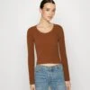 Even&Odd Flared Sleeve - Trui - Brown -Even&Odd 807bf4f13da044bdb140411bb2f41d09