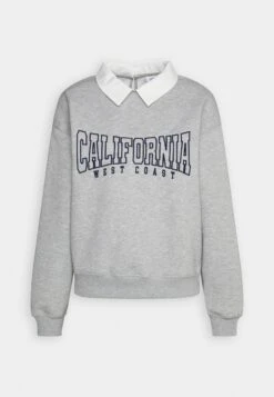 Even&Odd Poloneck With Collar And Embroidery - Sweater - Mottled Light Grey