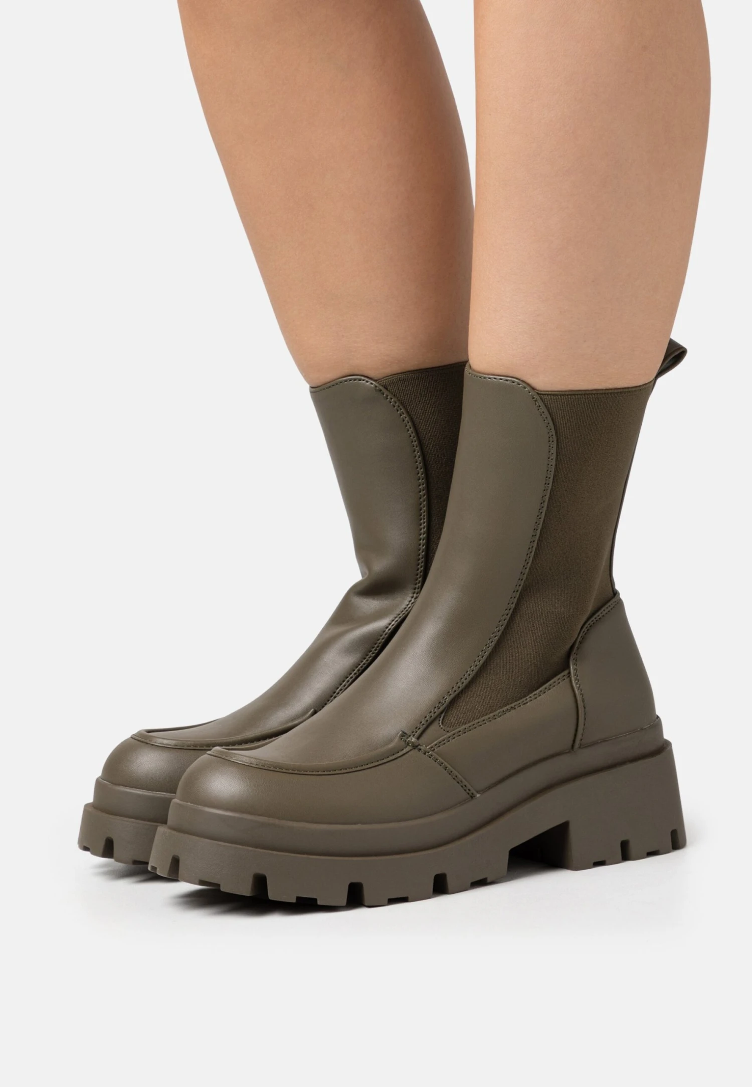 Even&Odd Enkellaarsjes Met Plateauzool - Khaki 3 Even&Odd Enkellaarsjes Met Plateauzool - Khaki