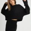 Even&Odd Cropped Jumper - Trui - Black -Even&Odd fd3bd6122f154dad894d971b813e9d0b
